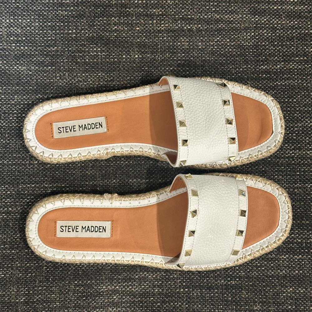 Steve Madden White Espadrille Slides